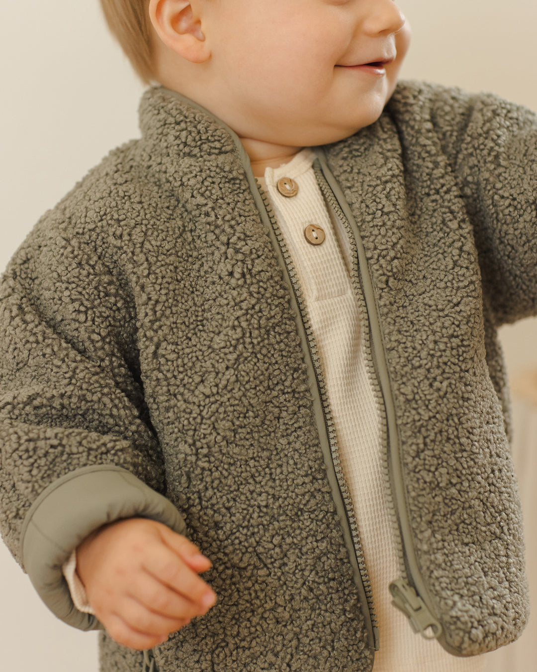 Shearling Zip Jacket, Forest