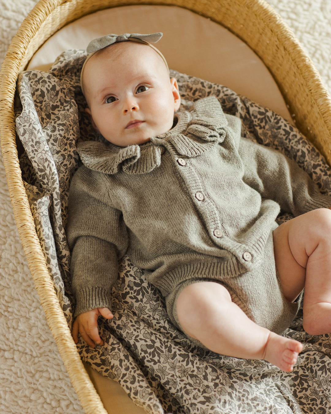 Ruffle Collar Cardigan, Basil