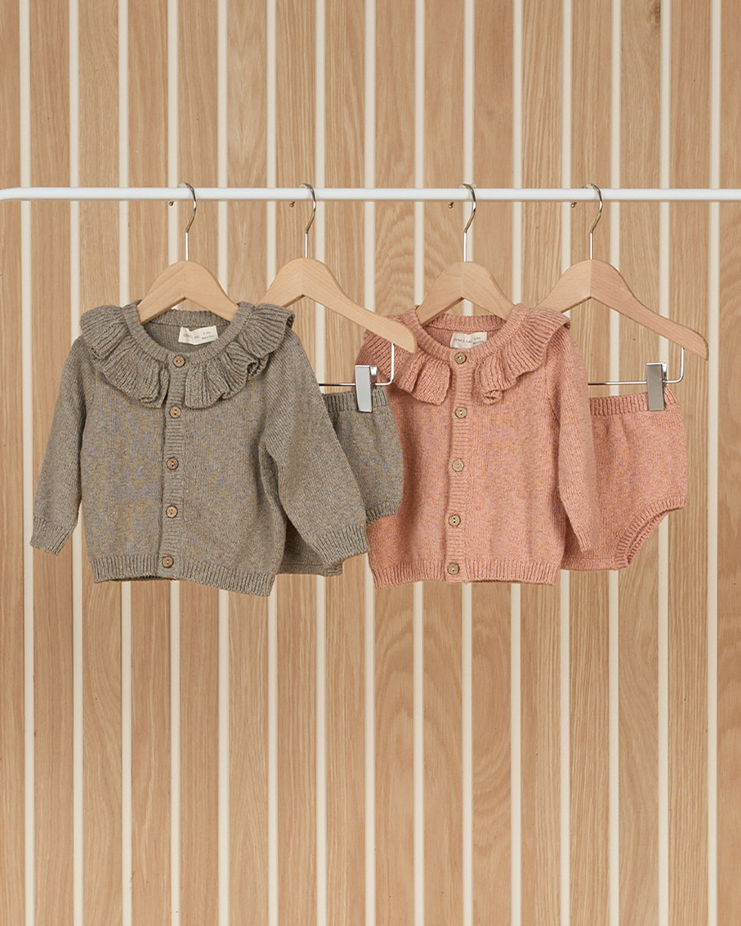 Ruffle Collar Cardigan, Rose