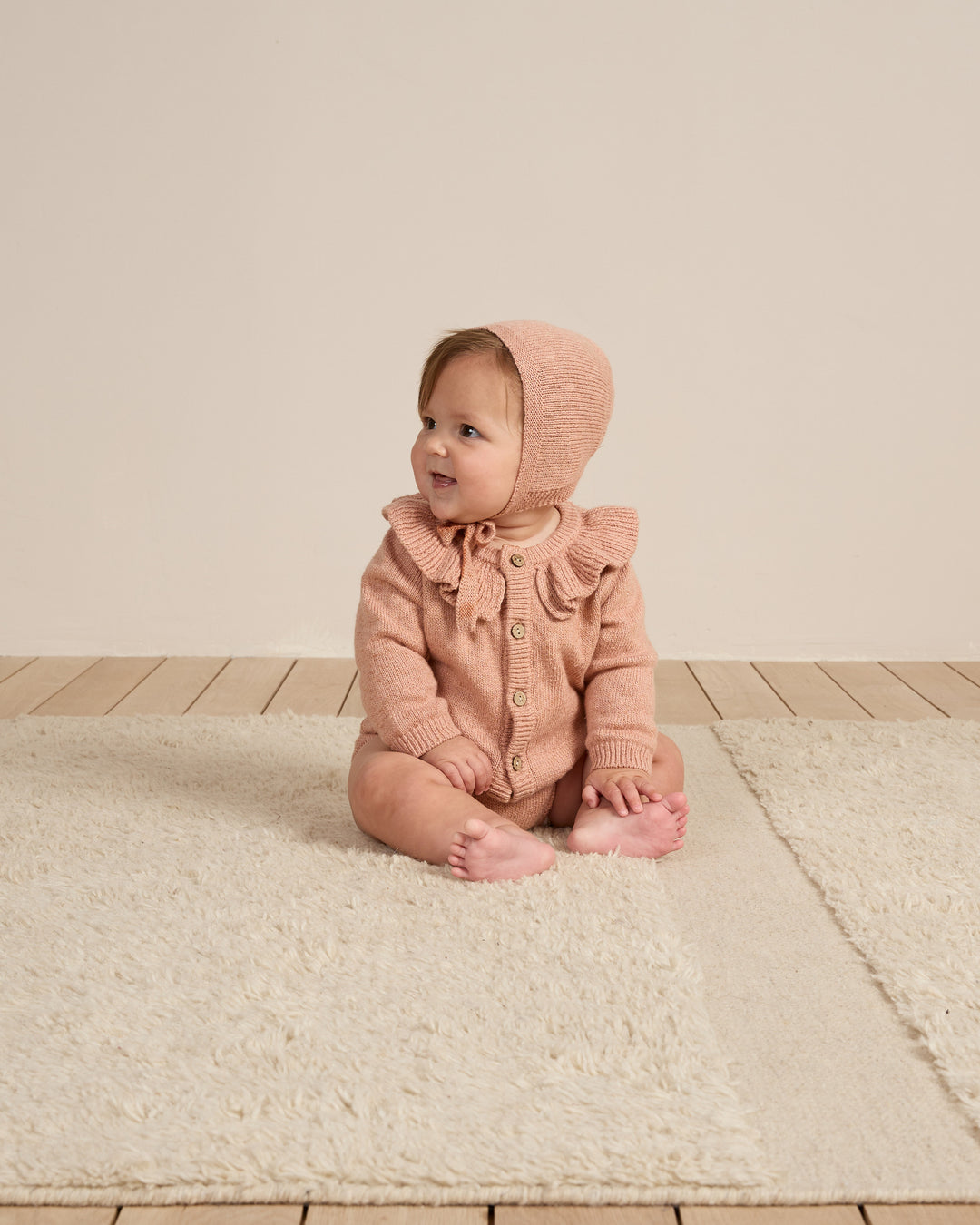 Ruffle Collar Cardigan, Rose