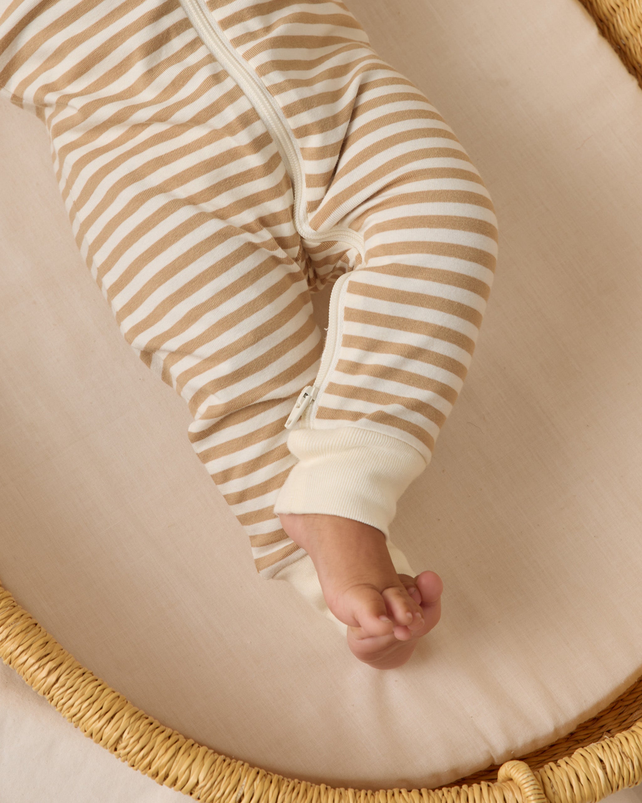 Quincy Mae Zip L/S Sleeper, Gold Stripe | BlackBear
