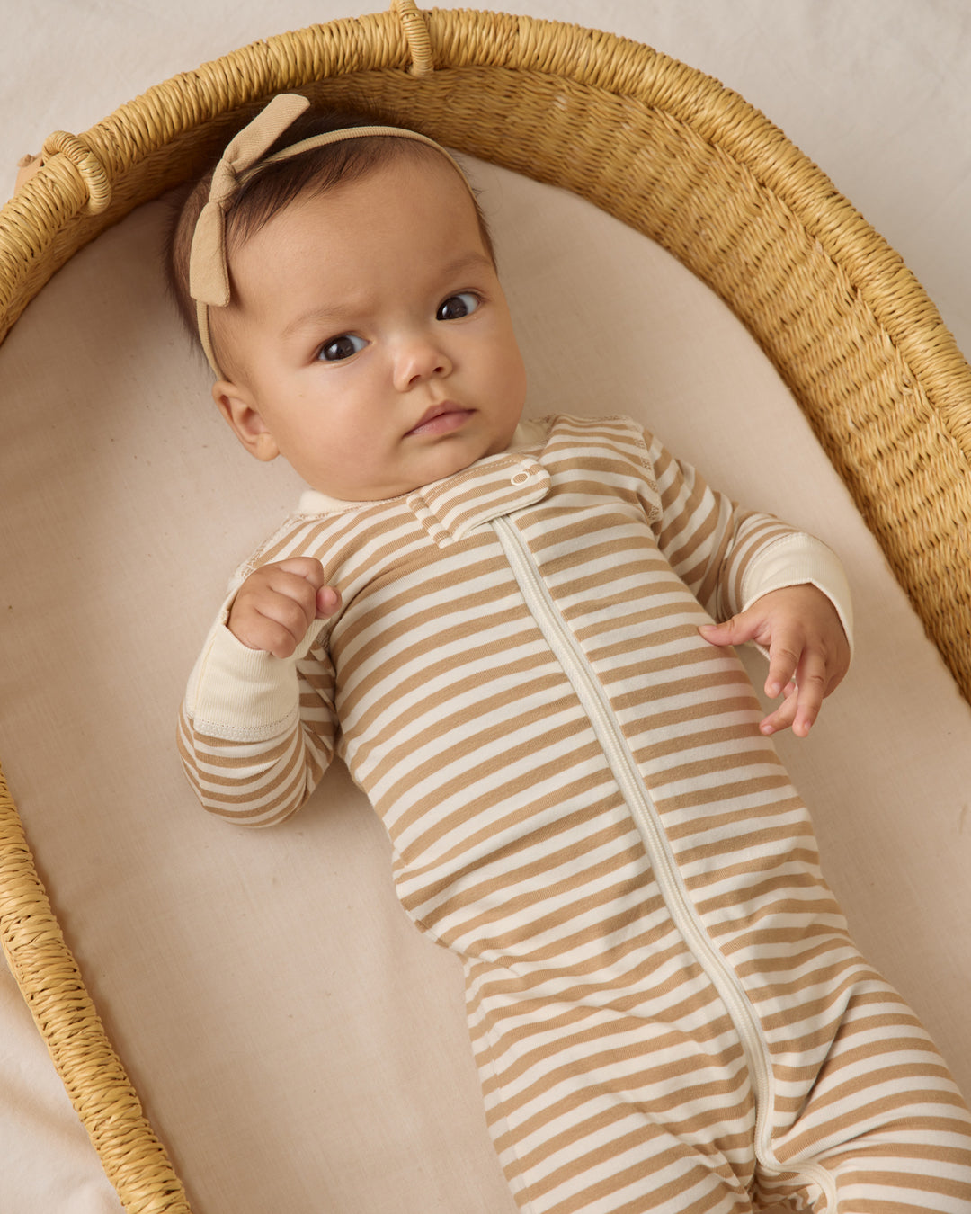 Zip L/S Sleeper, Gold Stripe