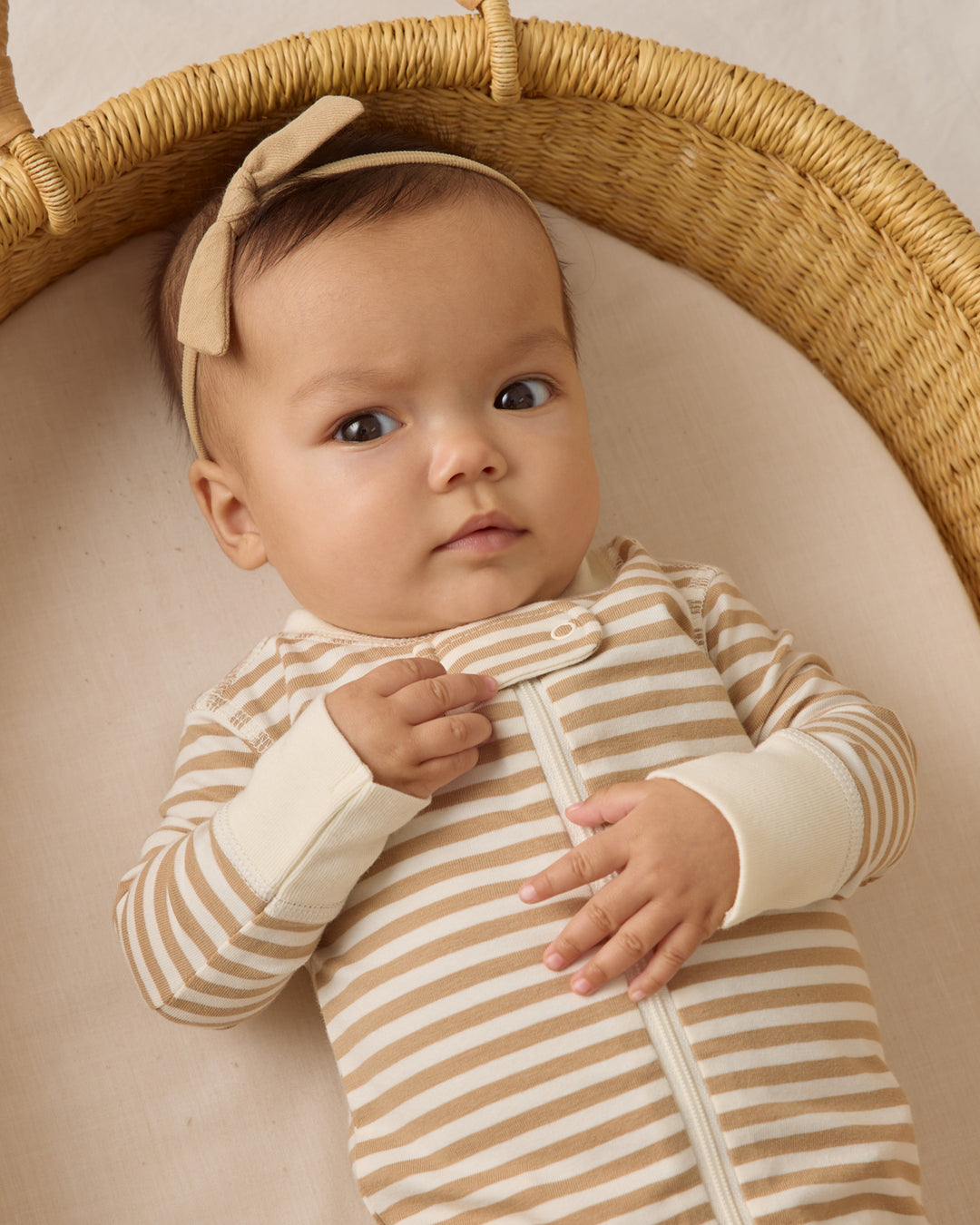 Zip L/S Sleeper, Gold Stripe