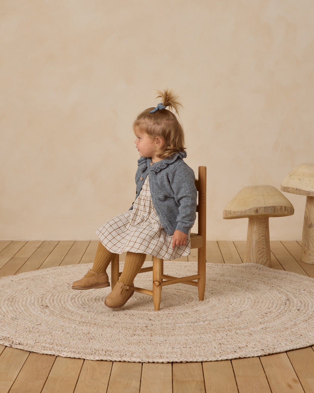 Ruffle Collar Cardigan, Ocean
