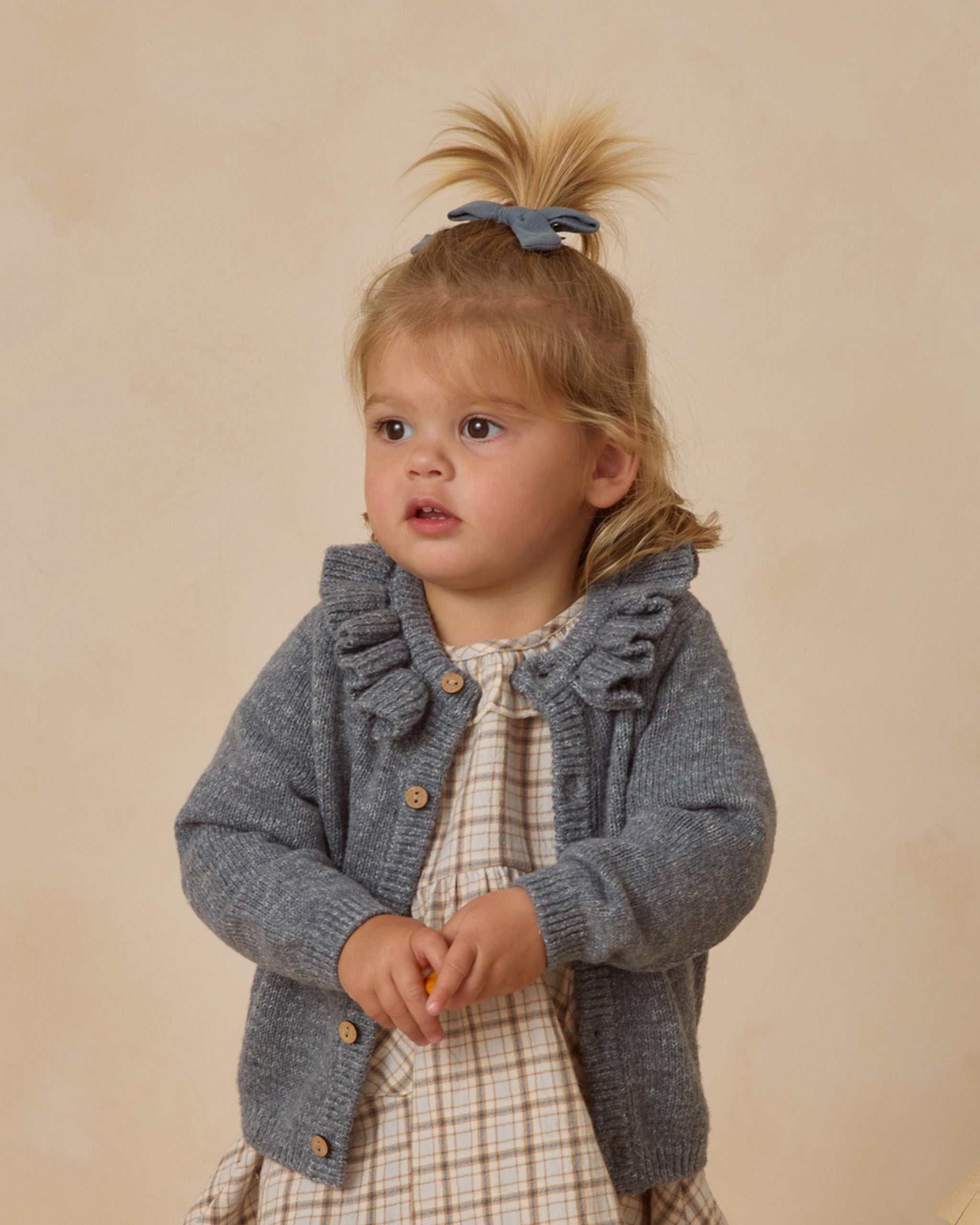 Quincy Mae Ruffle Collar Cardigan, Ocean | BlackBear