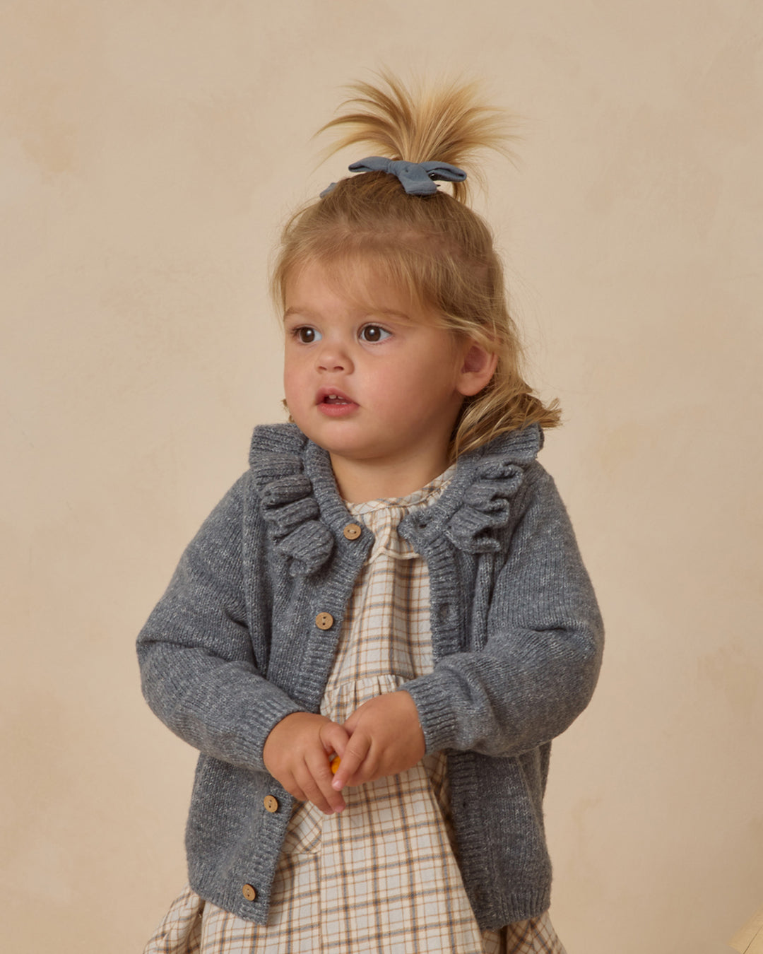 Ruffle Collar Cardigan, Ocean