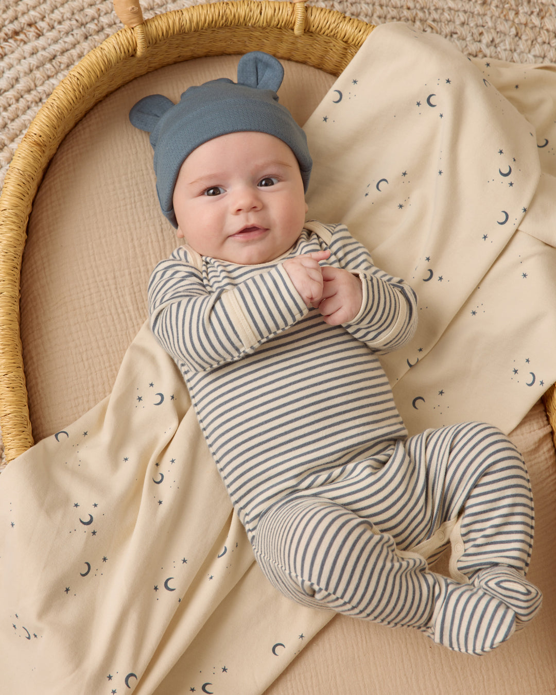 Baby Footie, Ocean Micro Stripe