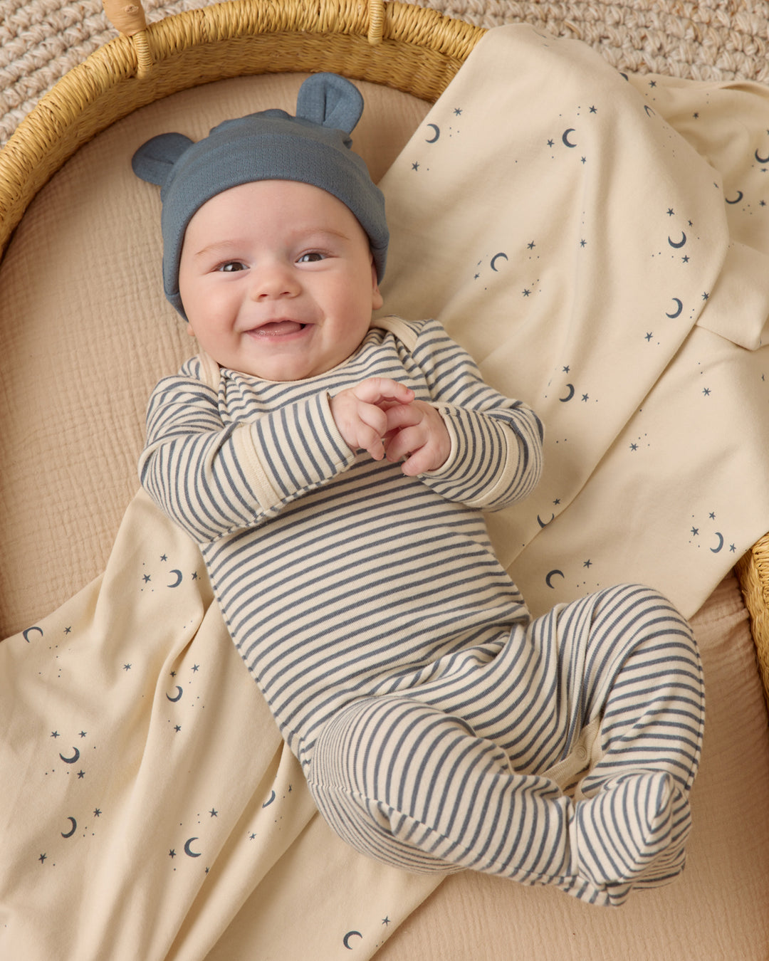 Baby Footie, Ocean Micro Stripe