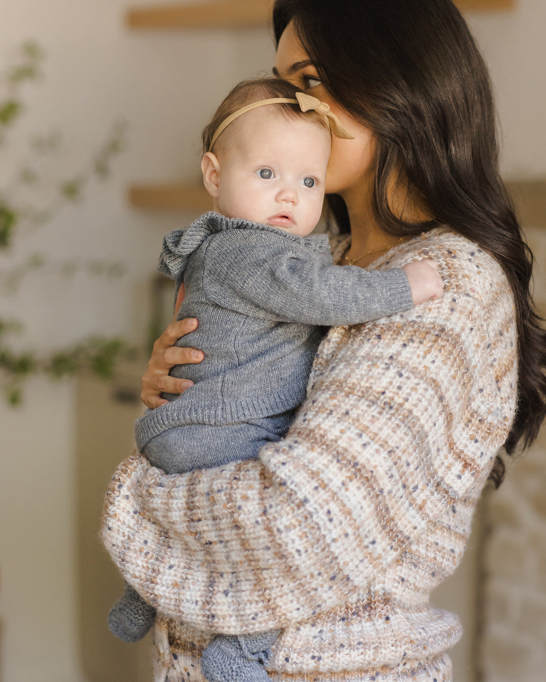 Ruffle Collar Cardigan, Ocean