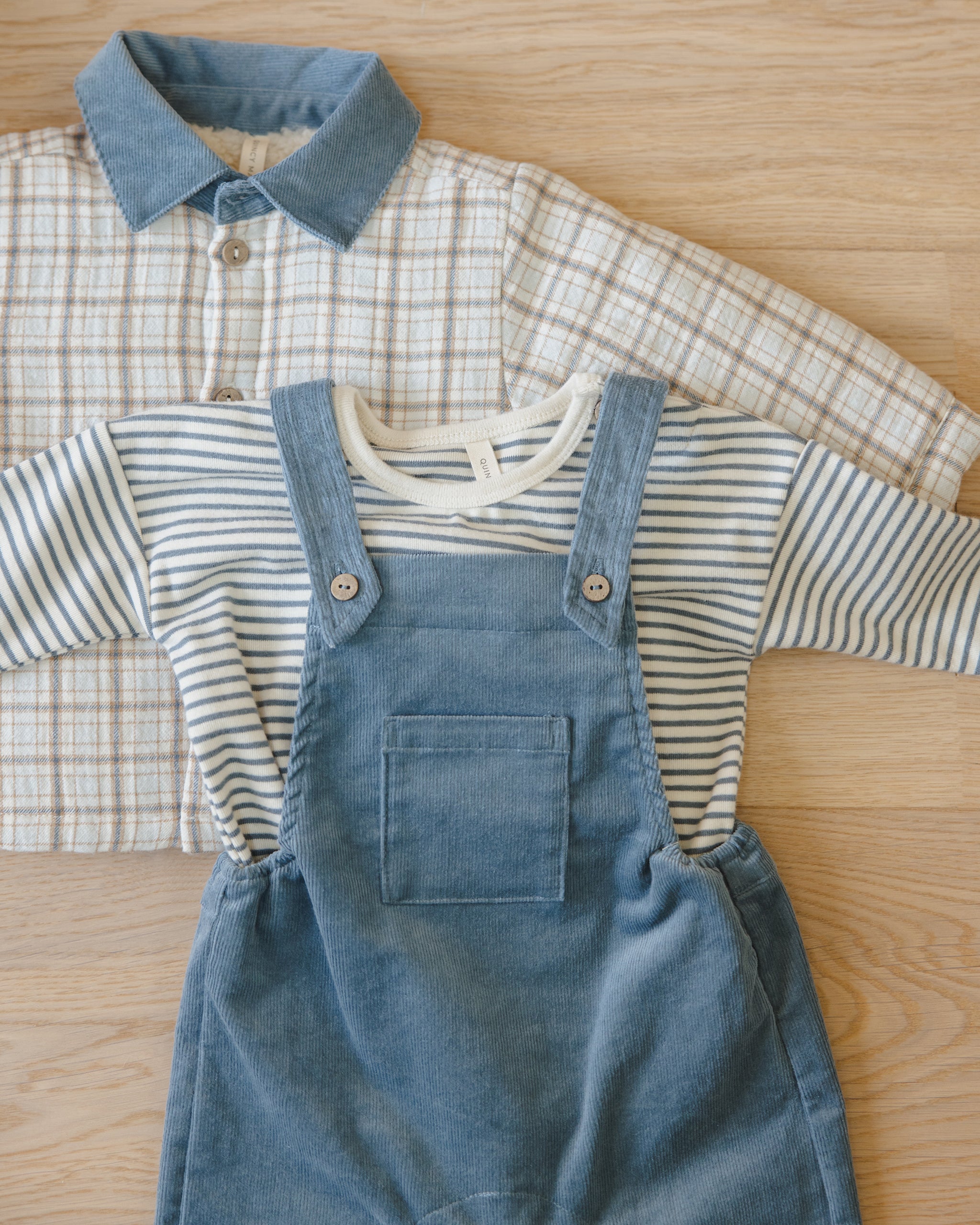 Quincy Mae Baby Overall, Ocean | BlackBear Children's Boutique