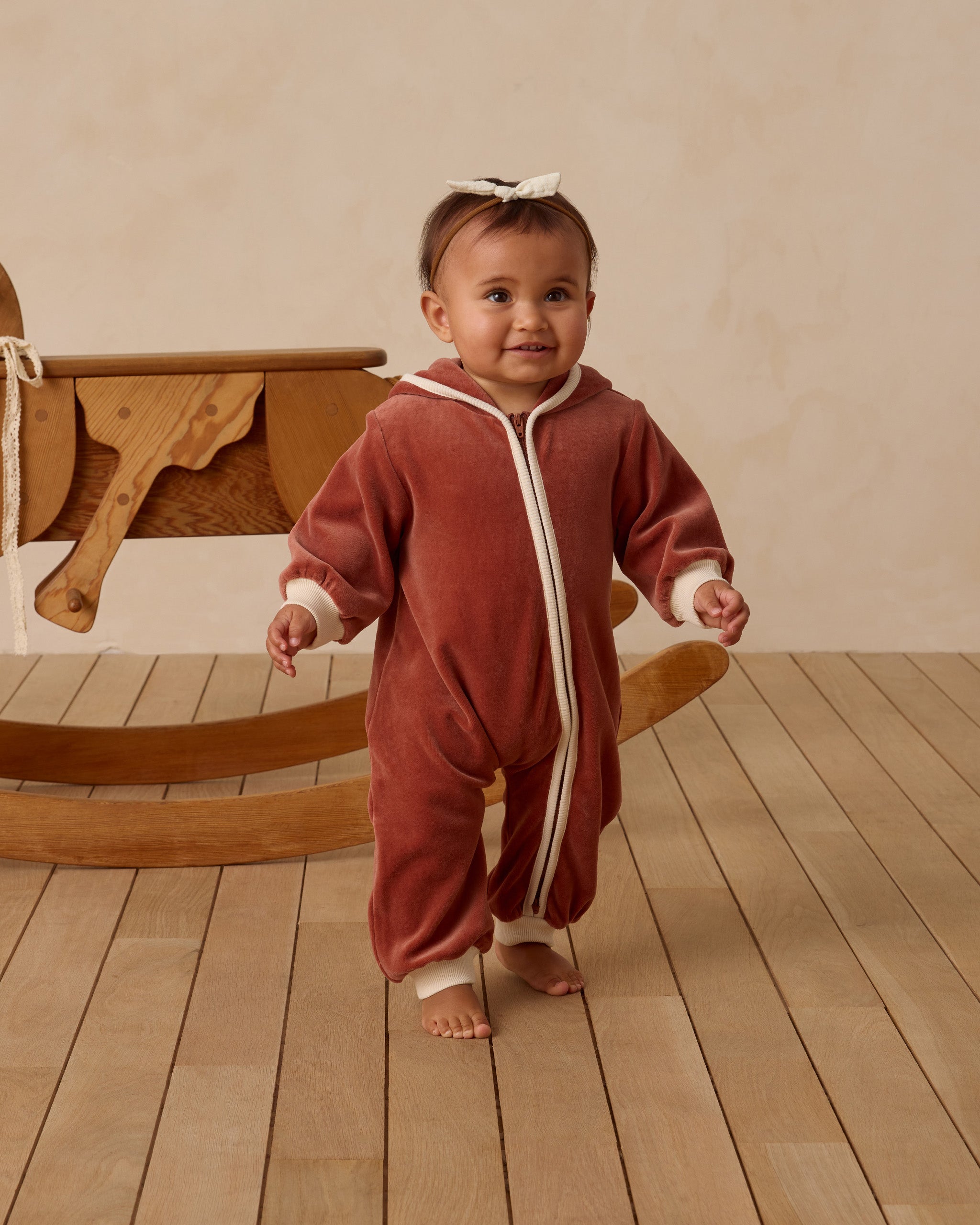 Quincy Mae Velour Zip Jumpsuit, Cranberry | BlackBear Children's