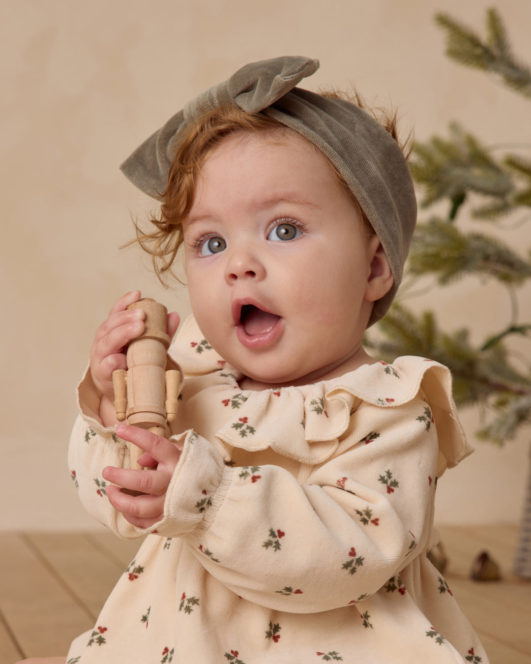 Velour Bow Headband, Forest