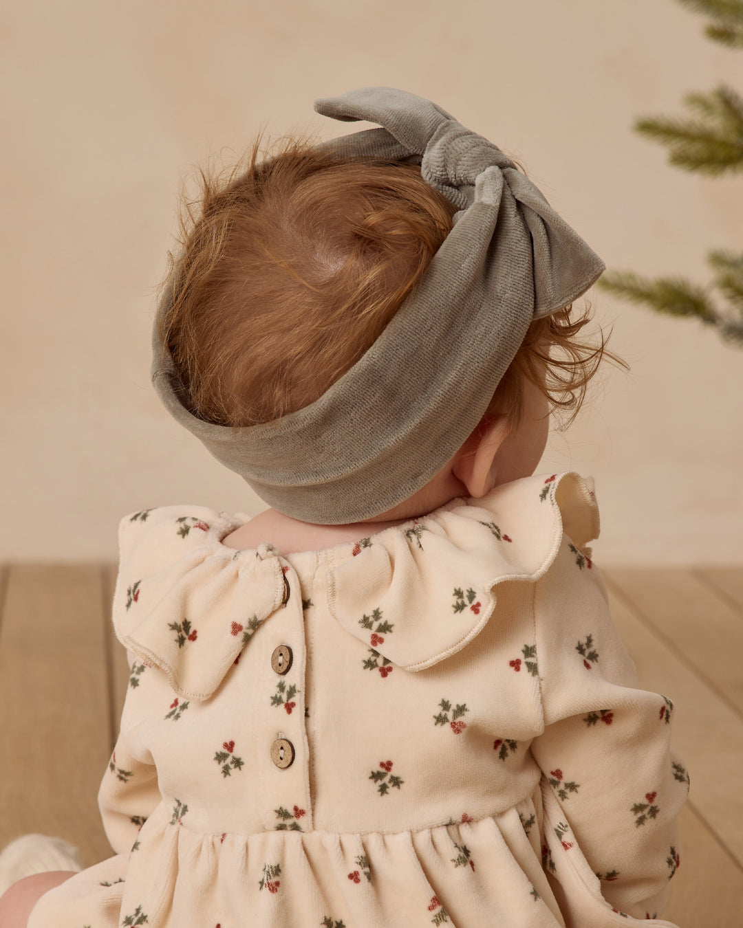 Velour Bow Headband, Forest