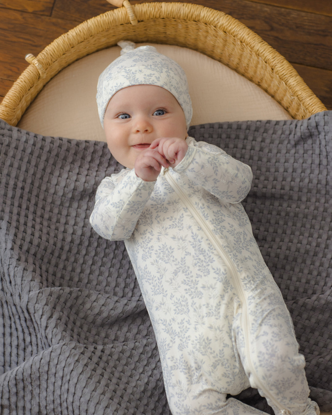 Bamboo Zip Footie, Cloud Floral