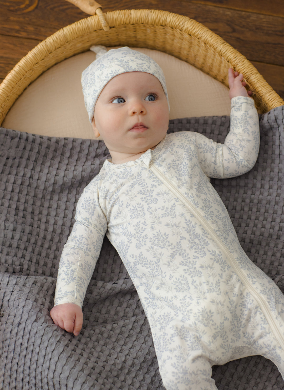 Bamboo Zip Footie, Cloud Floral