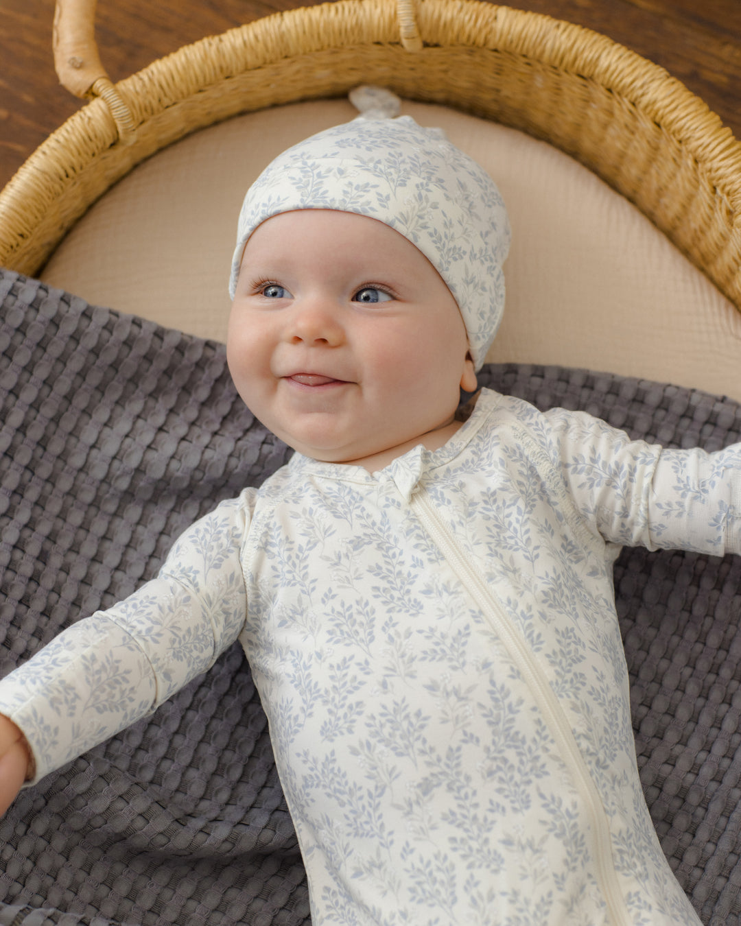 Bamboo Zip Footie, Cloud Floral