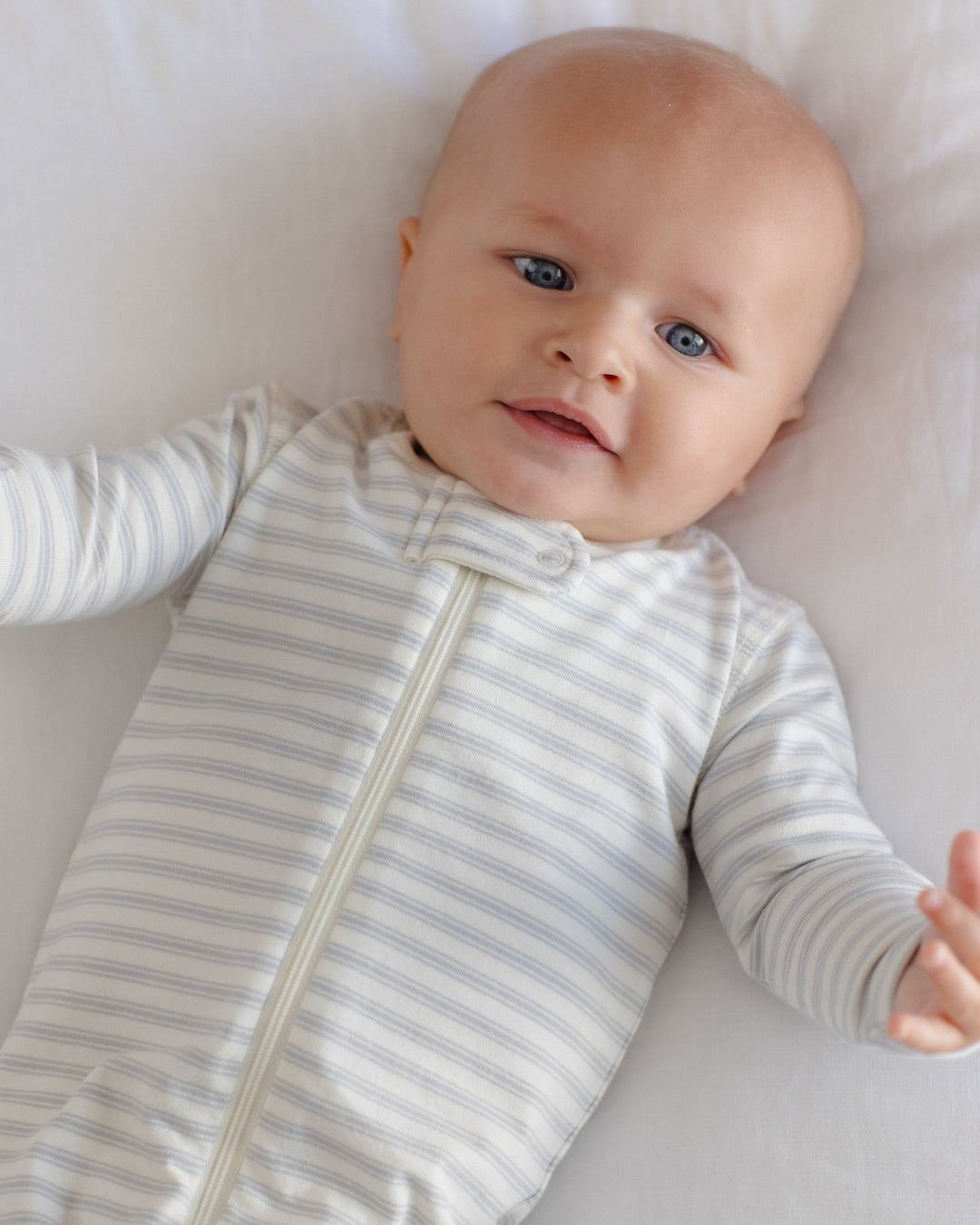 Zip L/S Sleeper Footie, Cloud Stripe