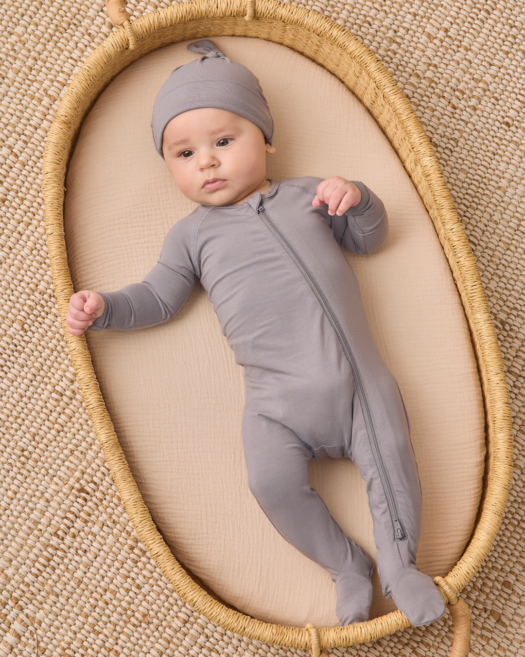 Bamboo Zip Footie, Slate