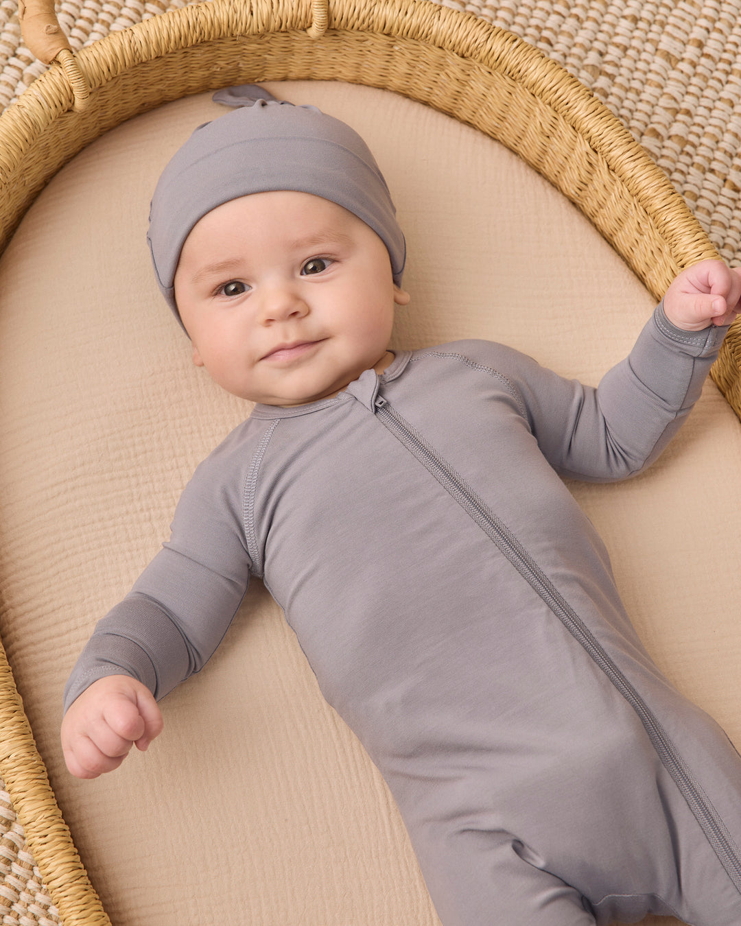 Bamboo Zip Footie, Slate