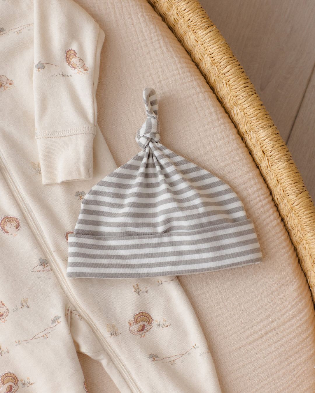 Knotted Baby Hat, Laurel Stripe