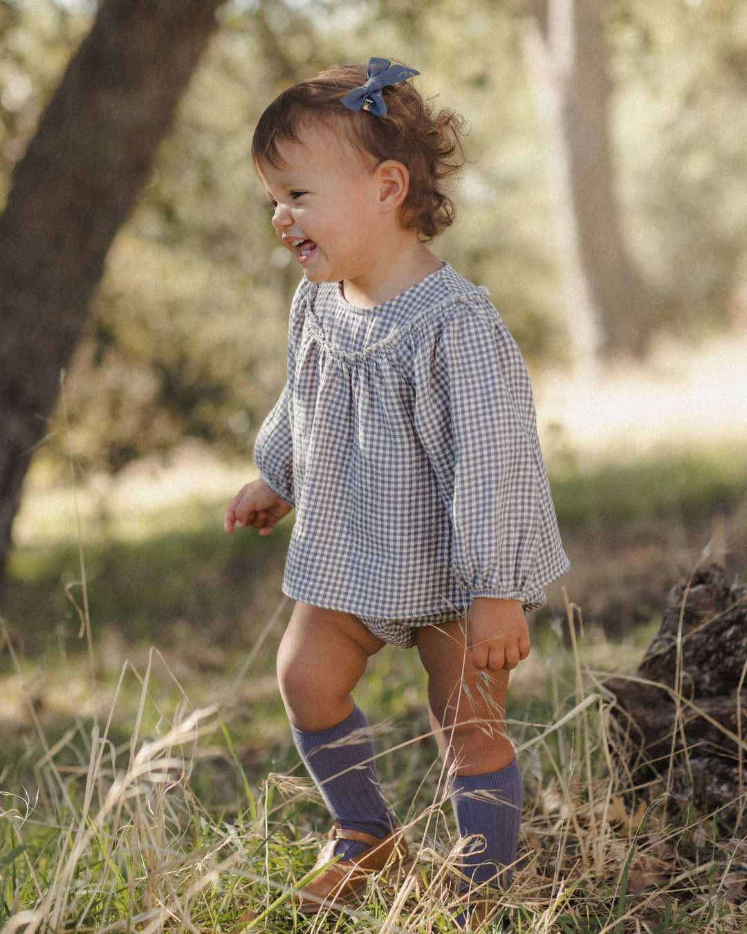 Mia Top + Bloomer Set, Midnight Gingham