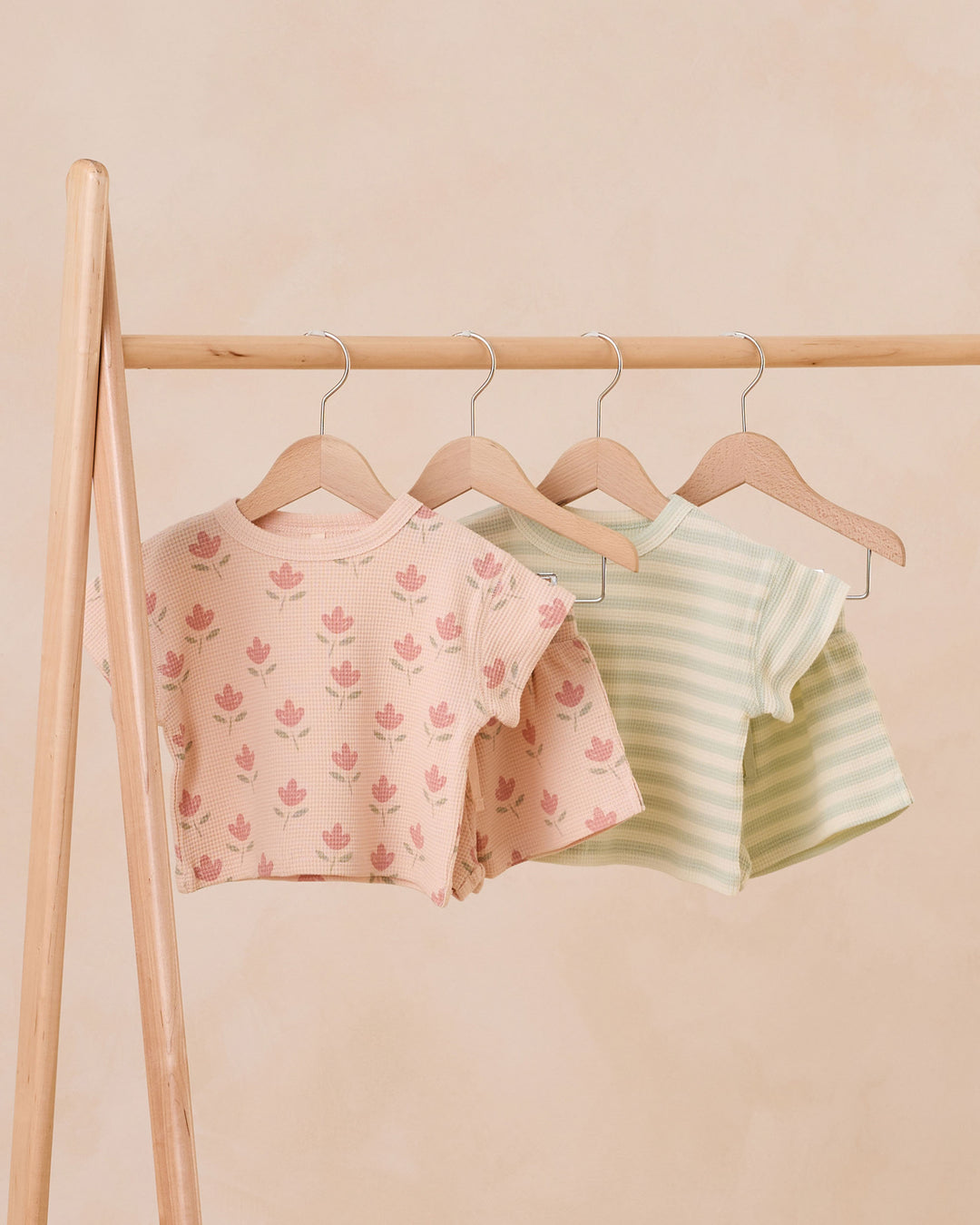 Waffle Tee + Short Set, Tulips
