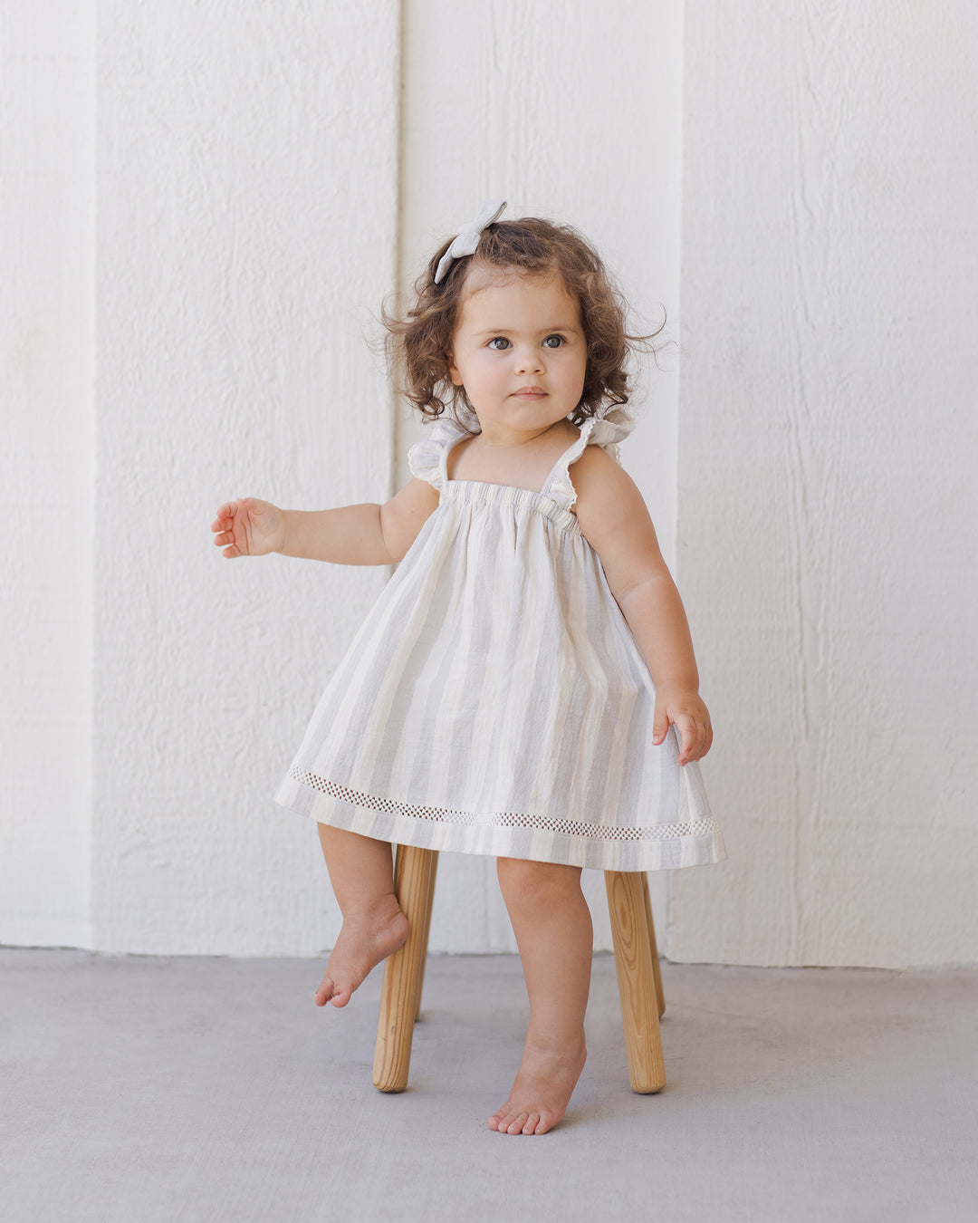 Ruffled Tank Dress, Sky Stripe