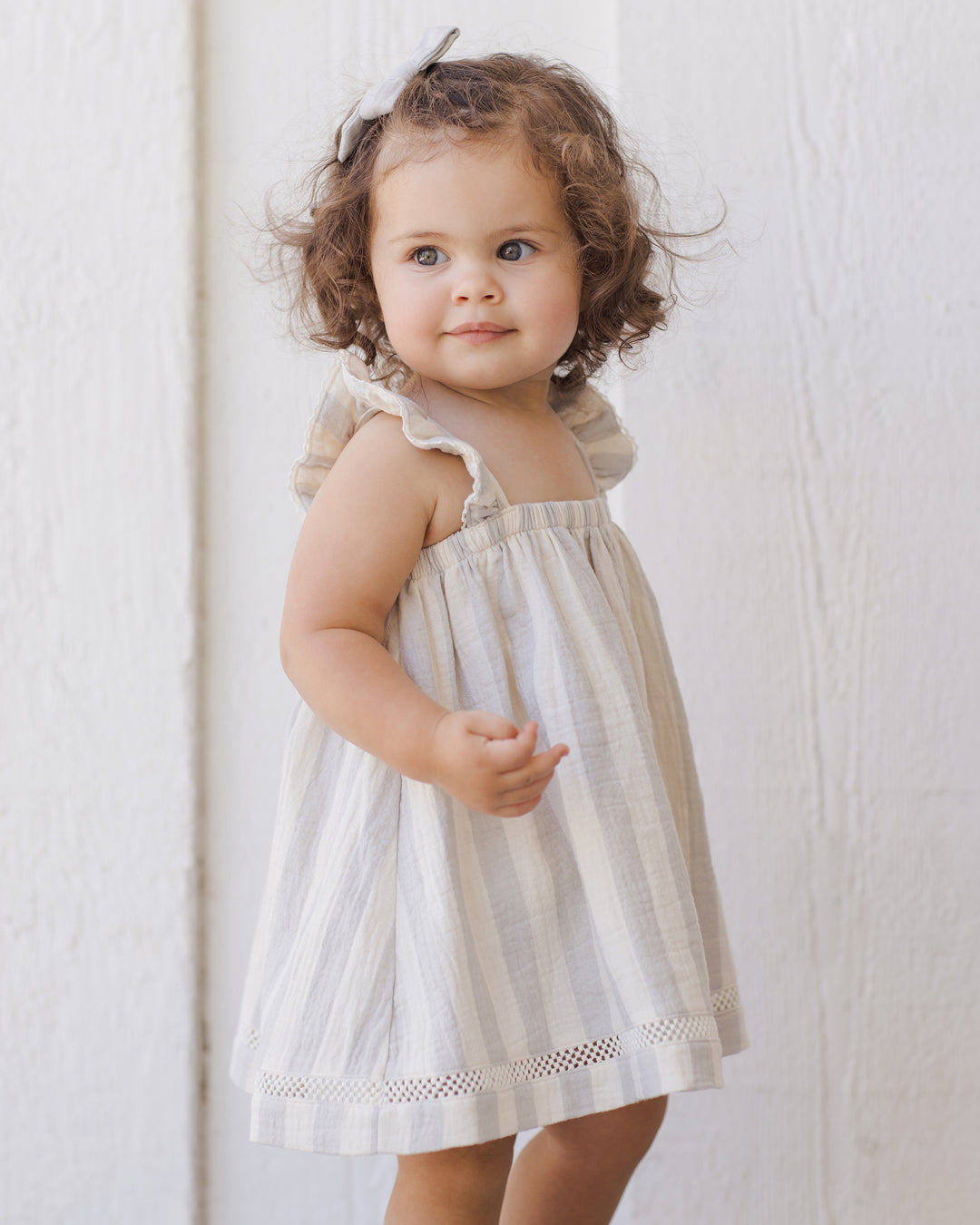 Ruffled Tank Dress, Sky Stripe