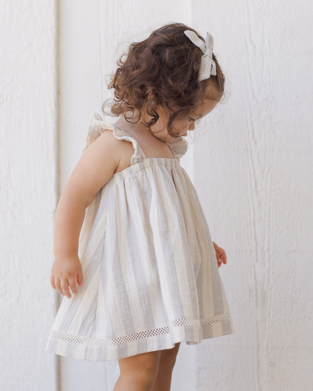 Ruffled Tank Dress, Sky Stripe