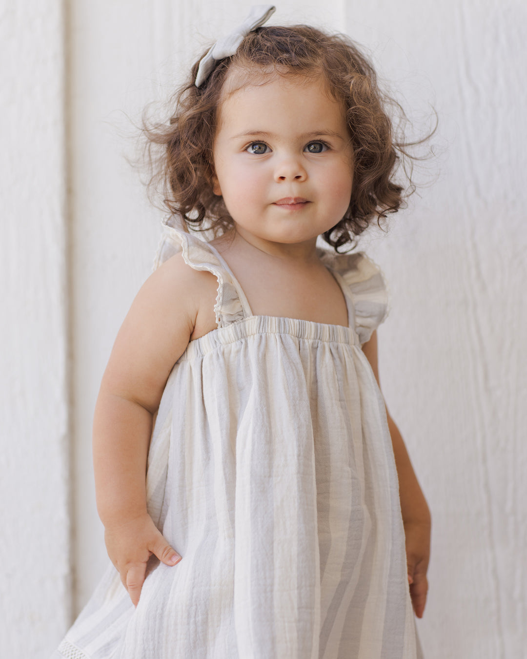 Ruffled Tank Dress, Sky Stripe