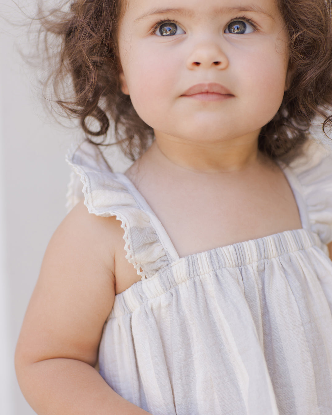 Ruffled Tank Dress, Sky Stripe