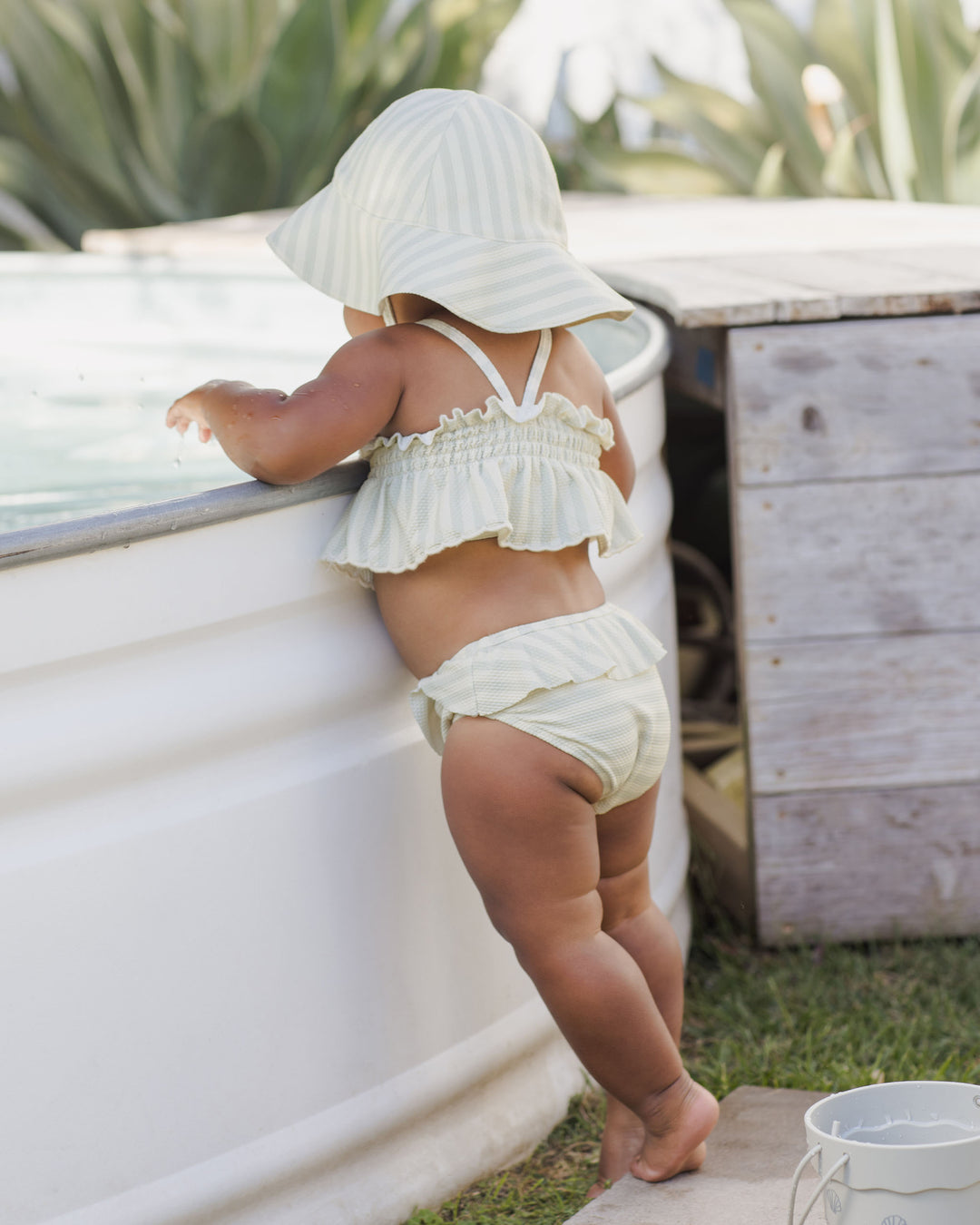 Sun Hat, Mint Stripe