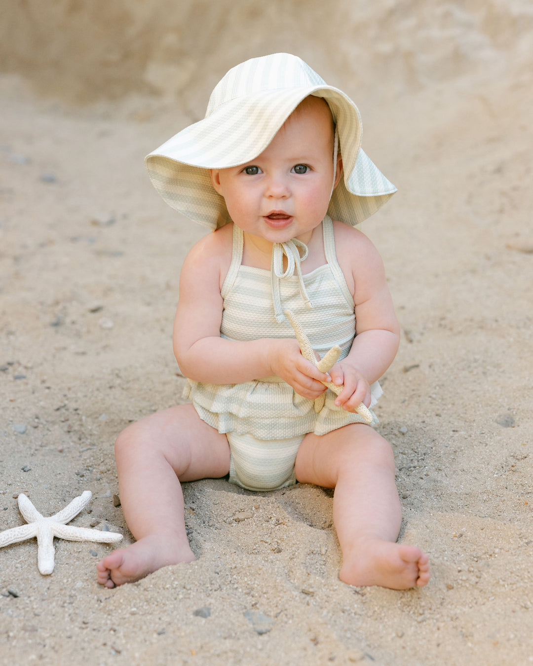 Sun Hat, Mint Stripe