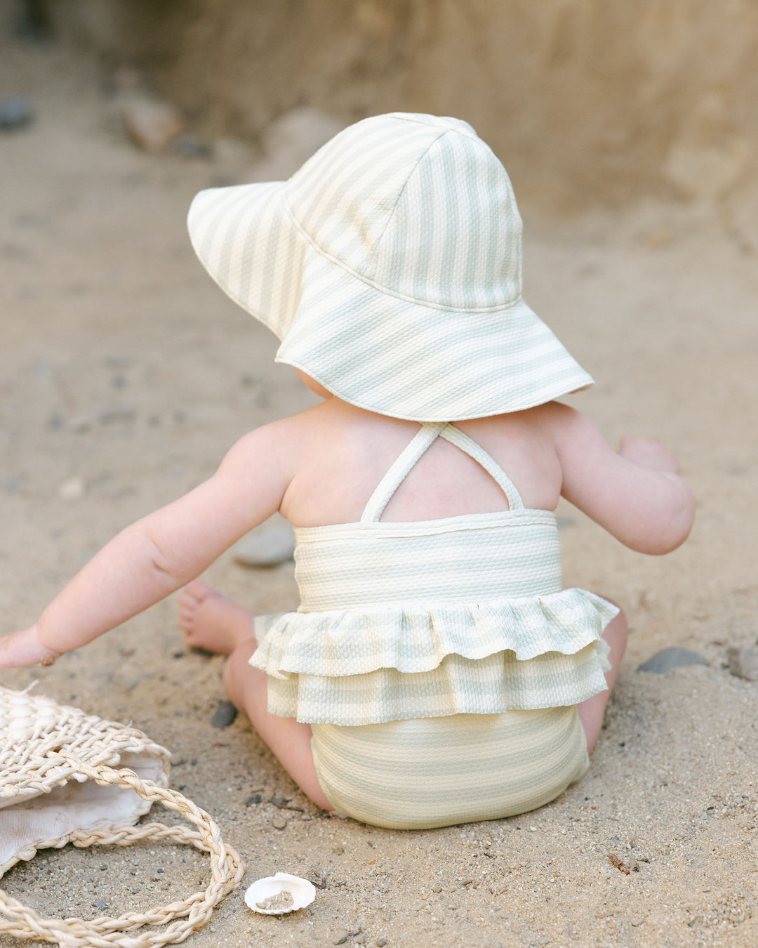 Sun Hat, Mint Stripe