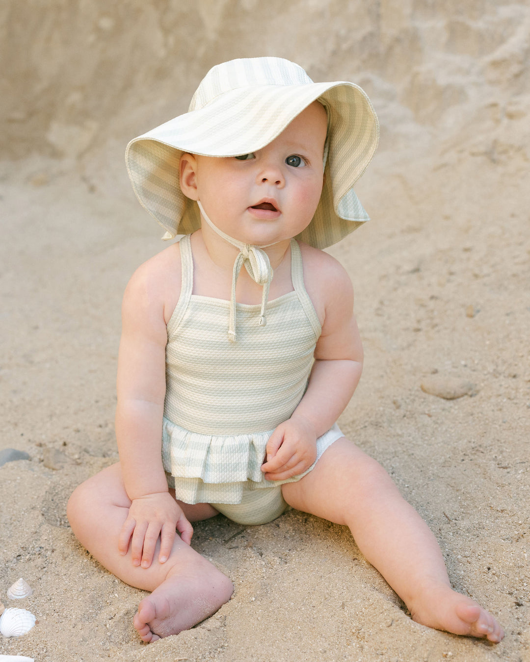 Sun Hat, Mint Stripe