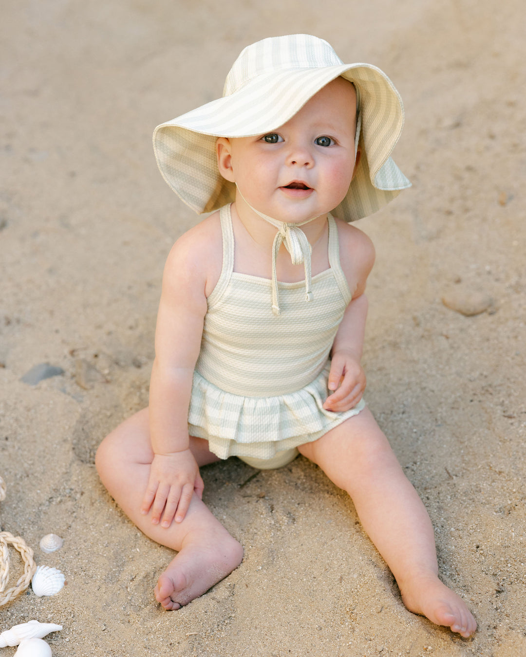 Sun Hat, Mint Stripe