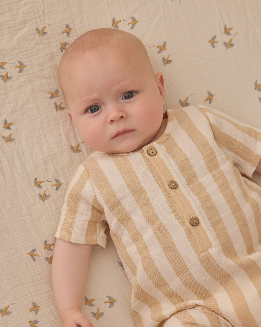 S/S Woven Romper, Summer Stripe