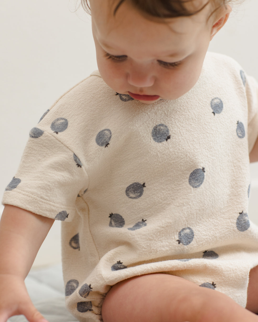 Relaxed S/S Bubble Romper, Blueberries