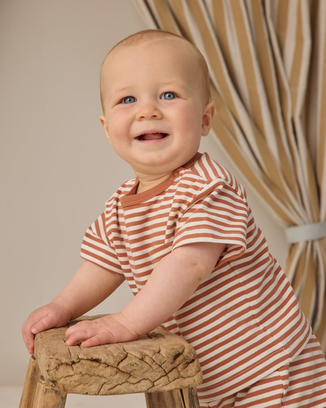 Boxy Pocket Tee + Short Set, Poppy Stripe