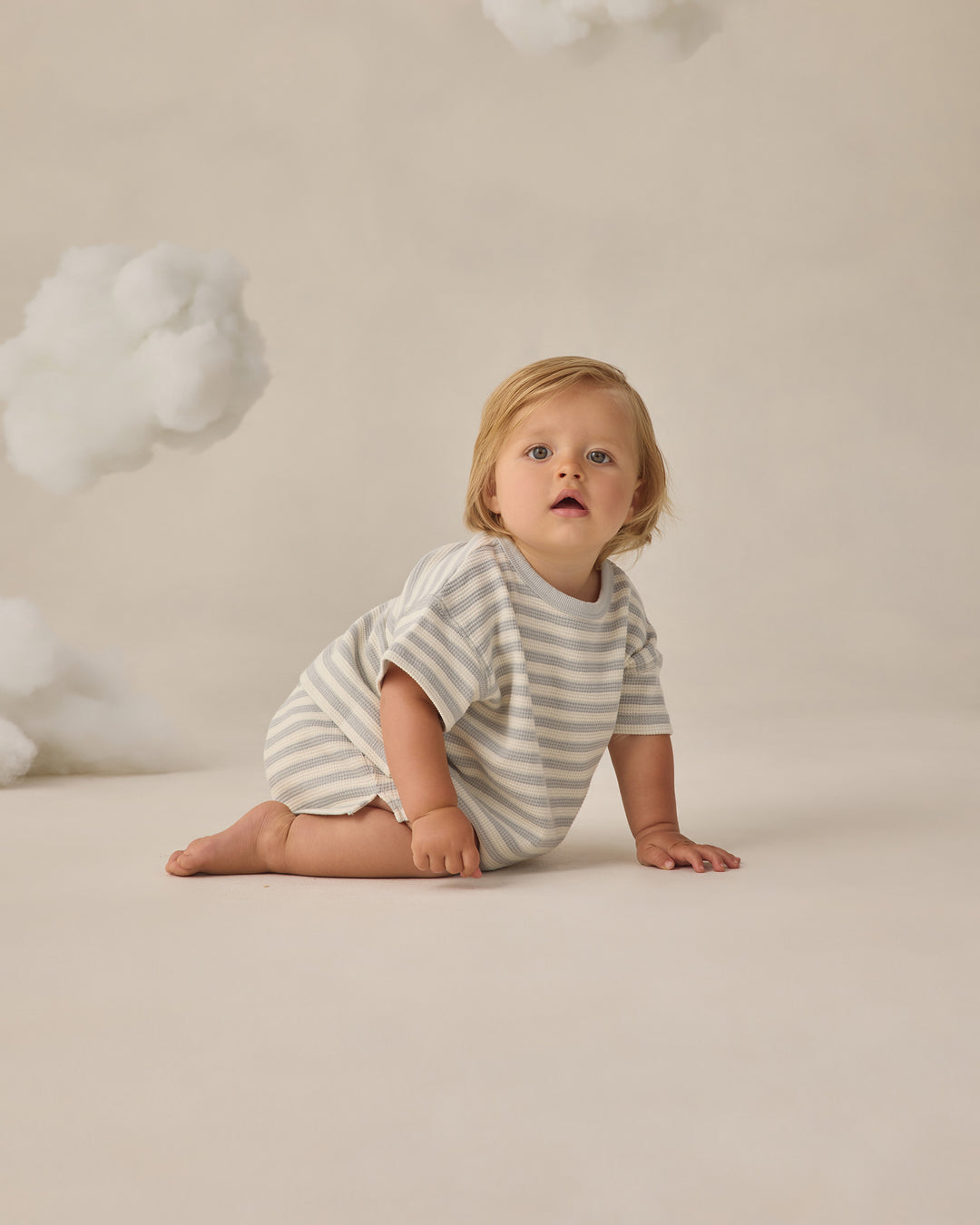 Waffle T/S Set, Sky Stripe