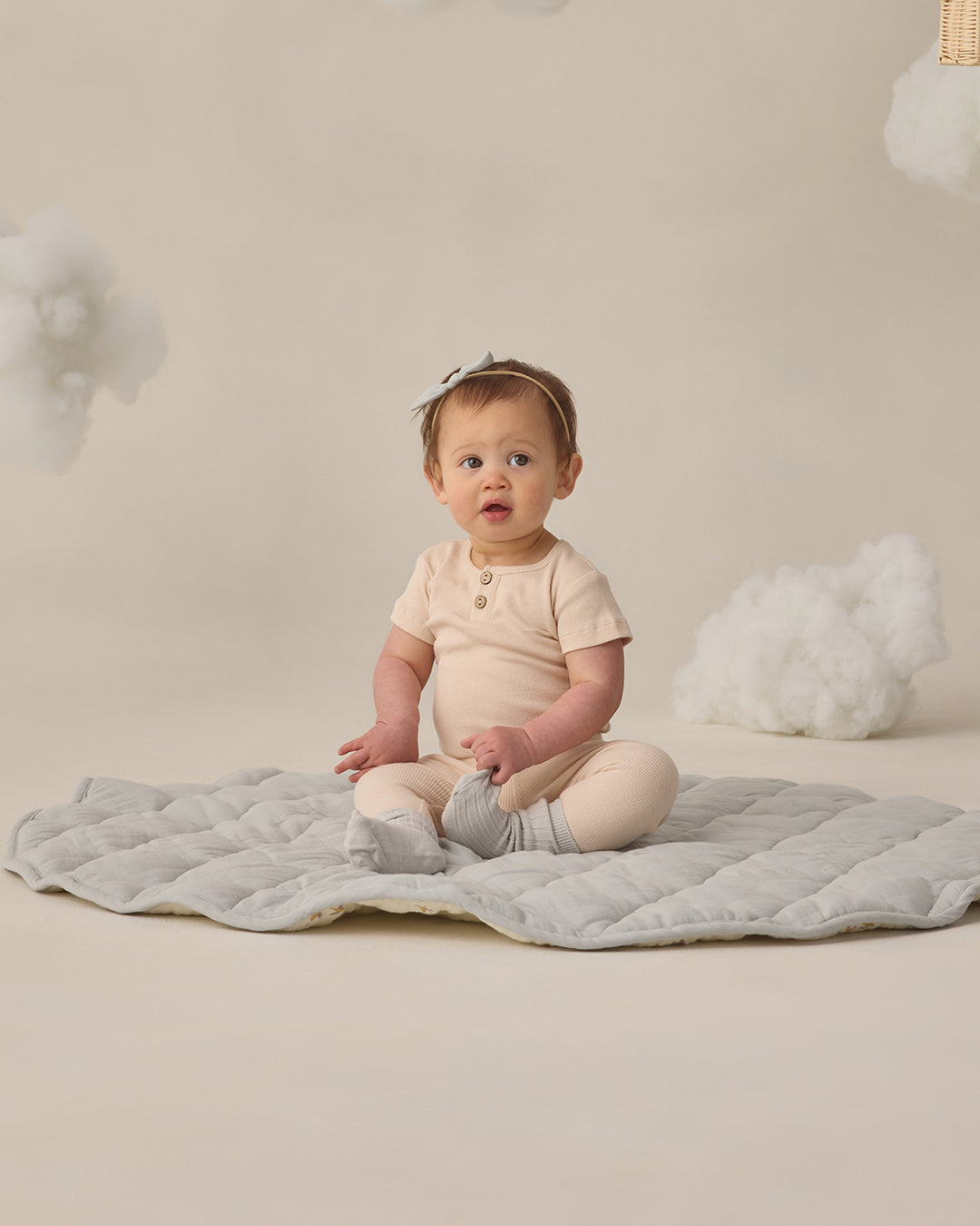 Ribbed Henley Bodysuit, Ecru