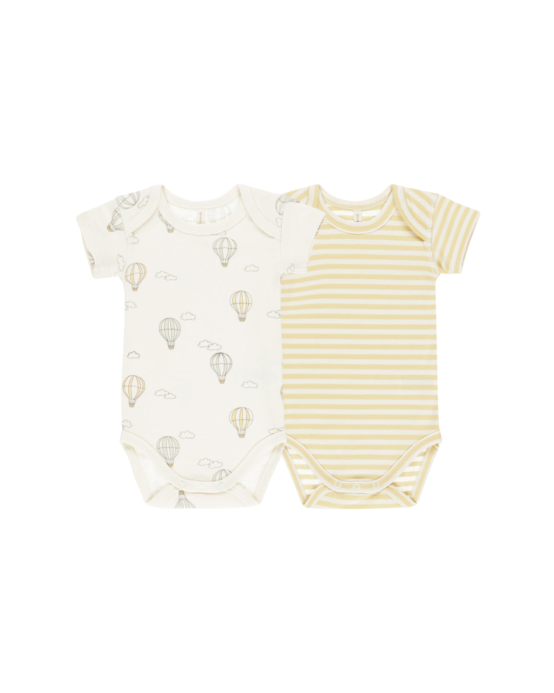 S/S Bodysuit, 2 Pack - Hot Air Balloons, Yellow Stripe