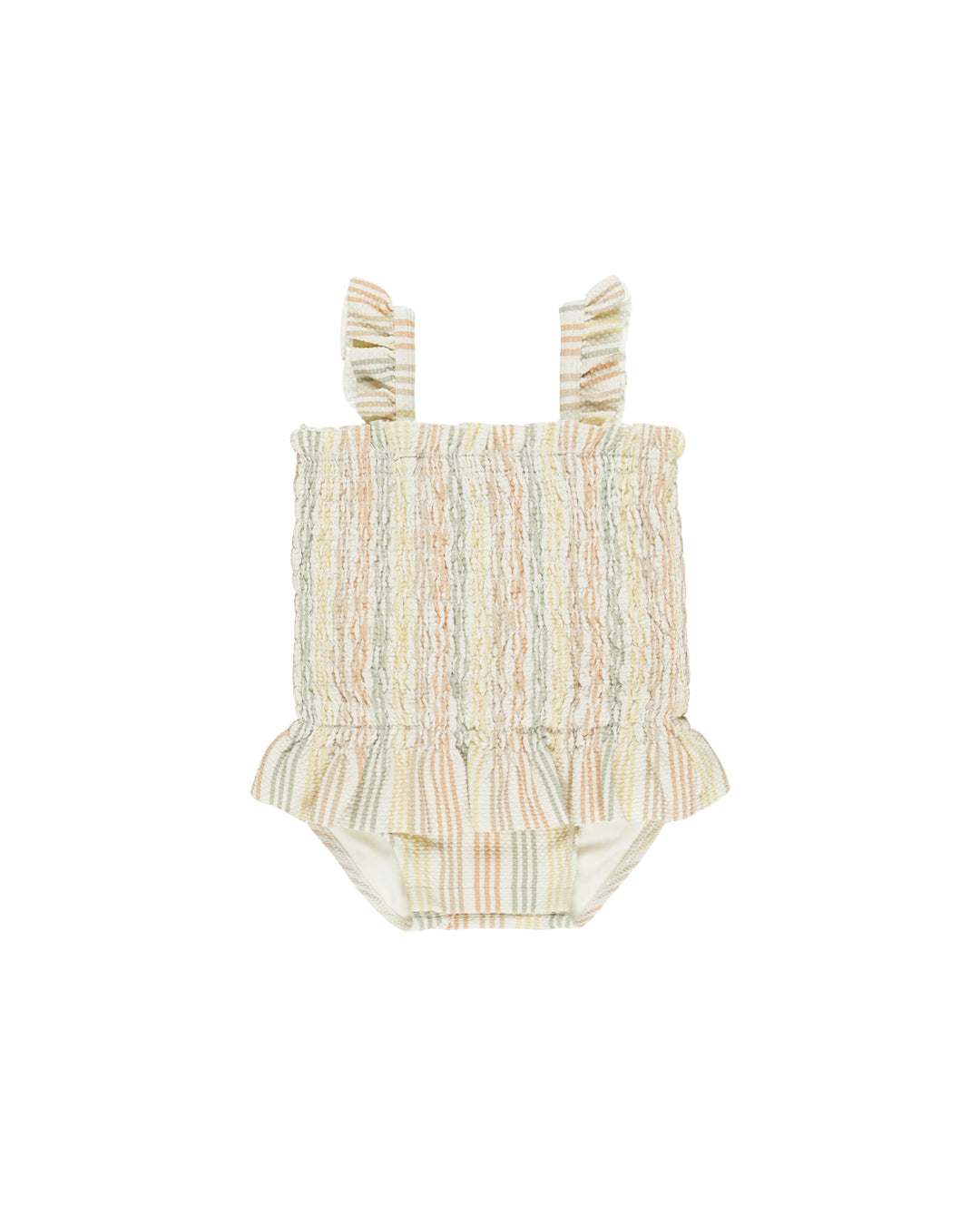 Smocked One-Piece Swimsuit, Multi Stripe