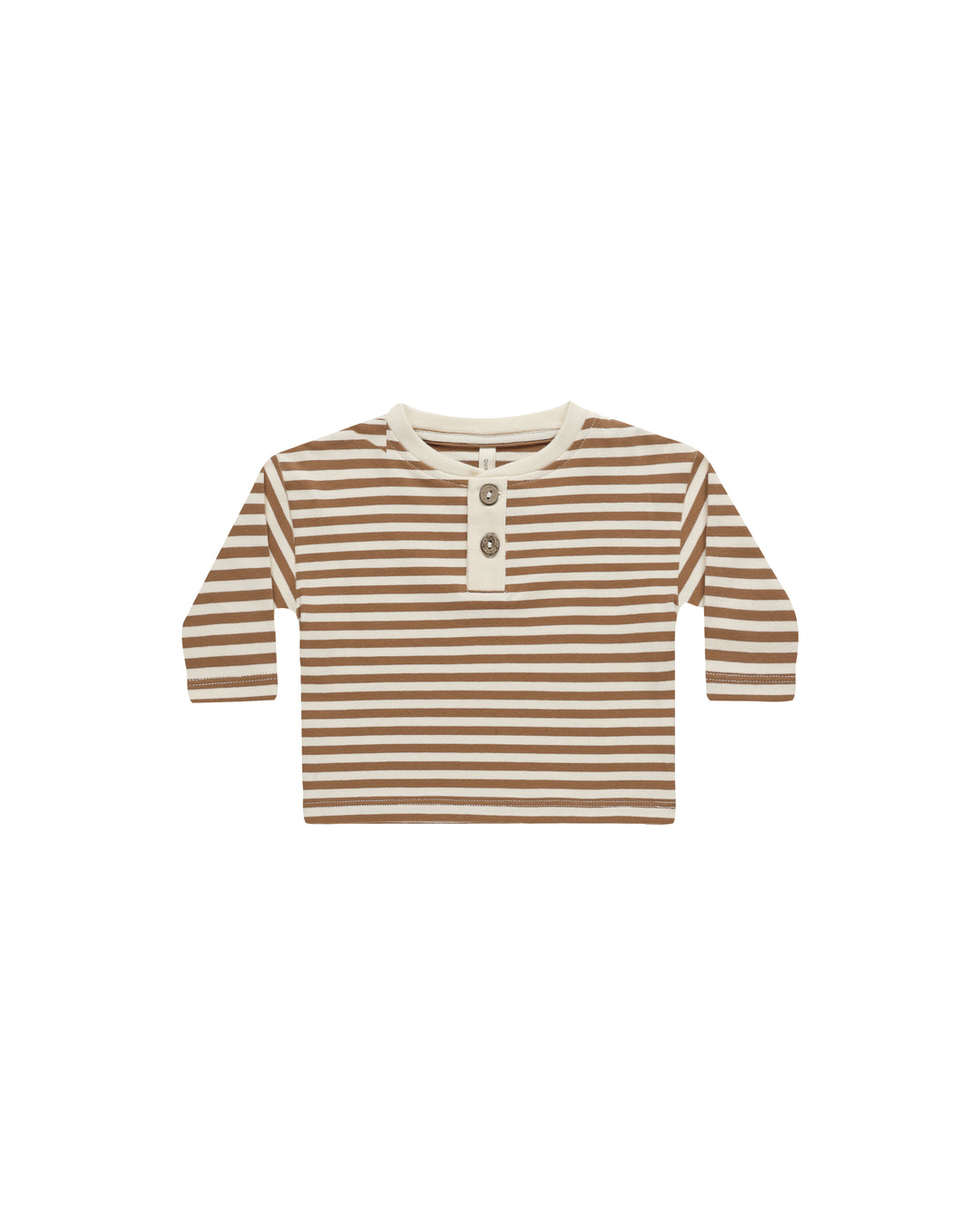 L/S Henley Tee, Cinnamon Stripe