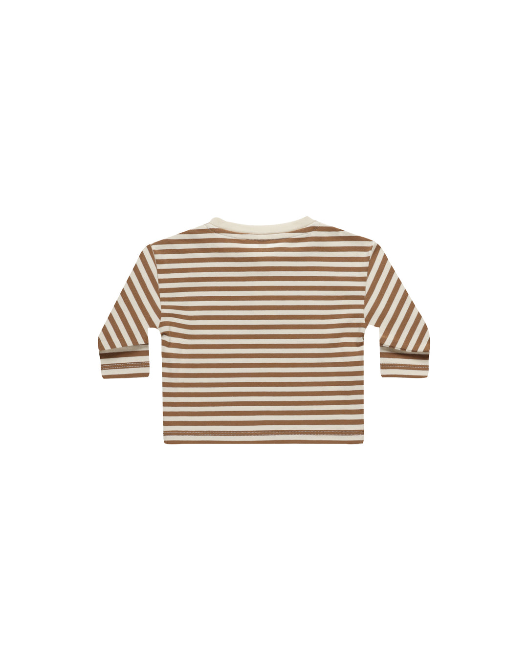 L/S Henley Tee, Cinnamon Stripe