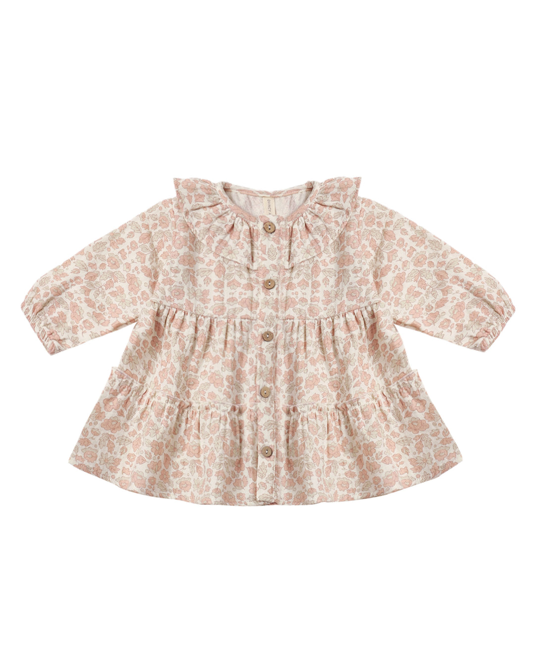 Ruffle Collar Button Dress, Pink Blossom