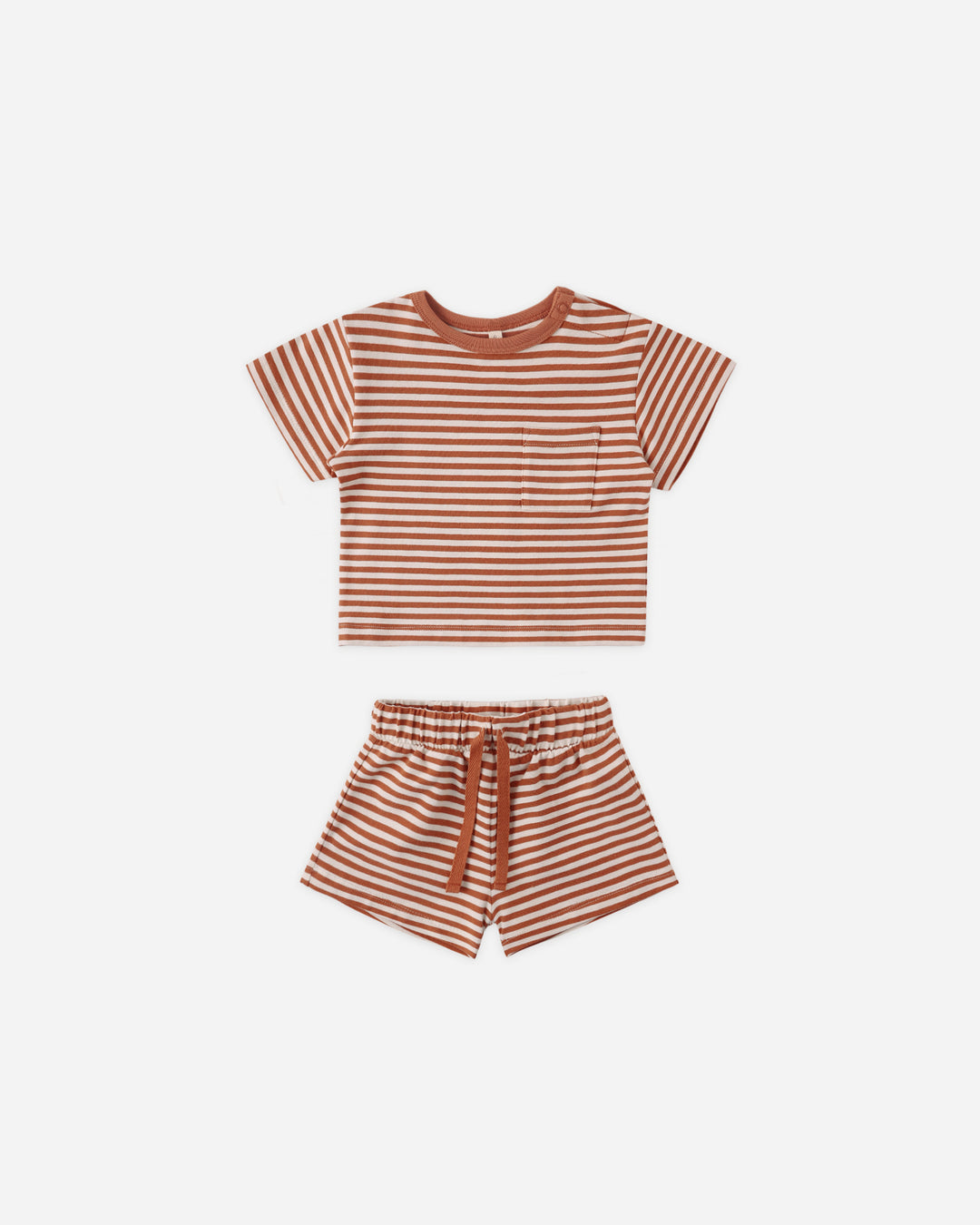 Boxy Pocket Tee + Short Set, Poppy Stripe