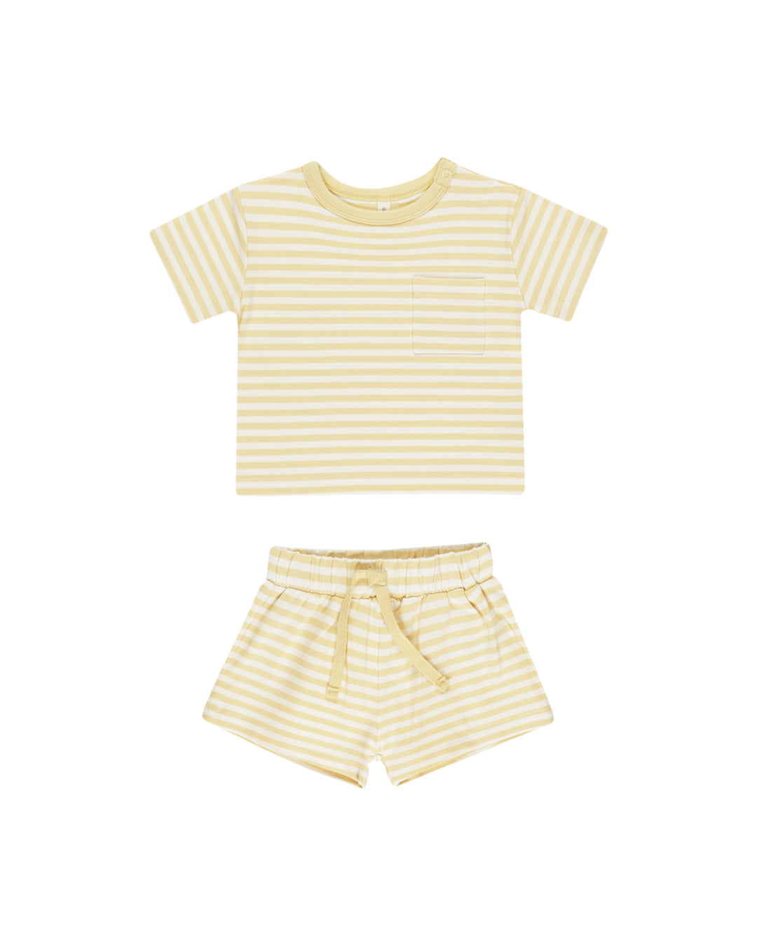 Pocket Tee + Short Set, Yellow Stripe