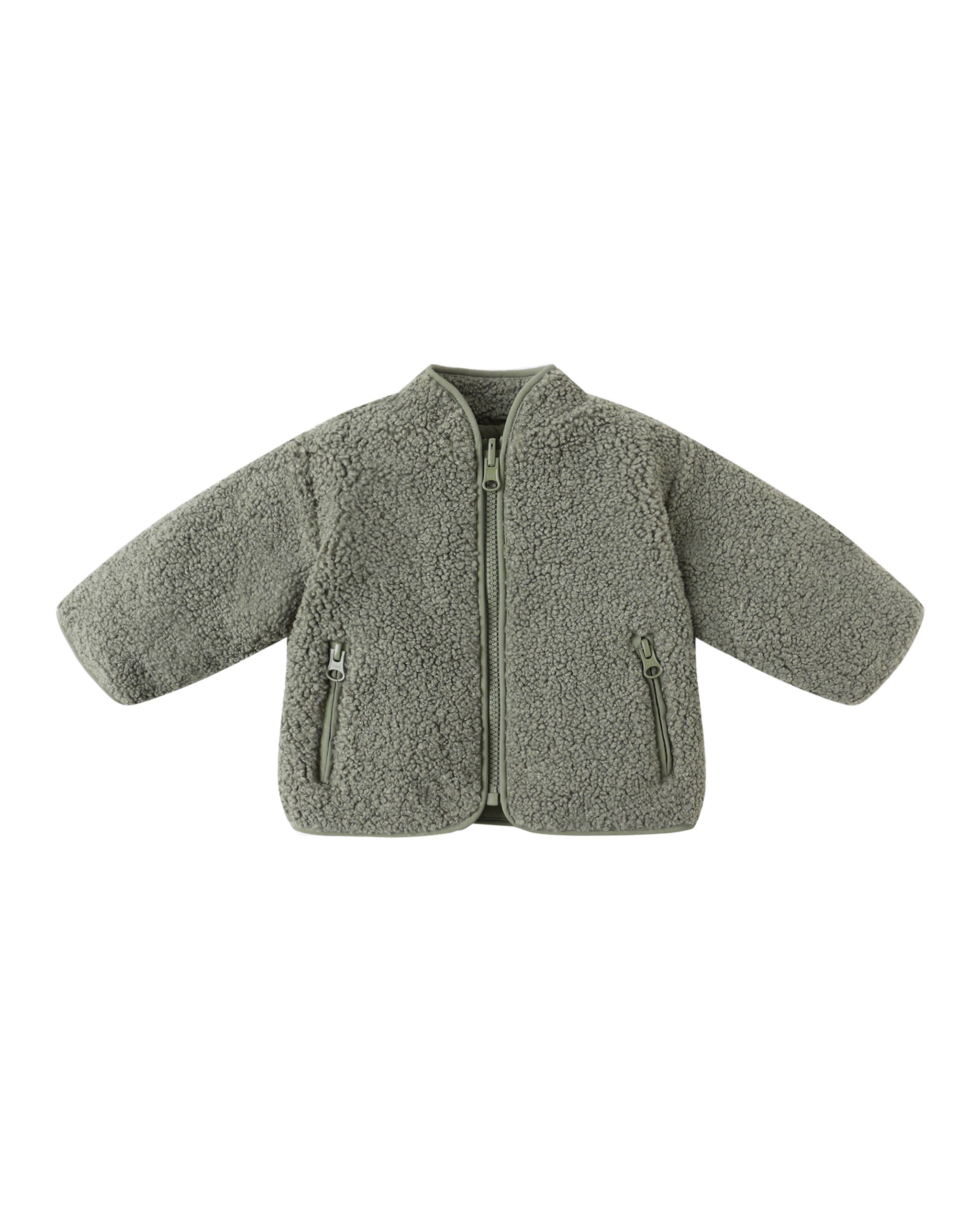 Quincy Mae Shearling Zip Jacket, Forest | BlackBear Children's