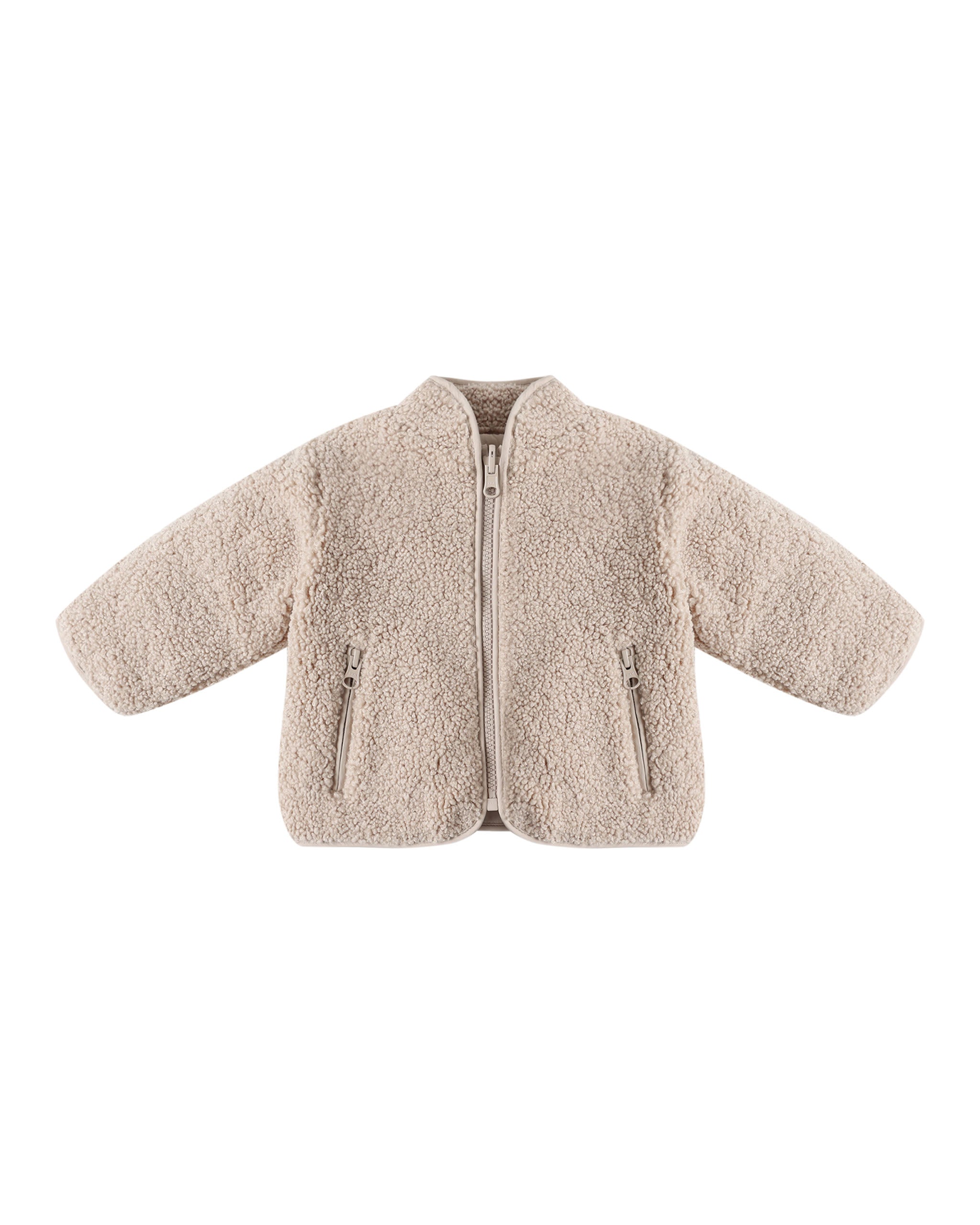 Quincy Mae Shearling Zip Jacket, Oat | BlackBear Children's Boutique
